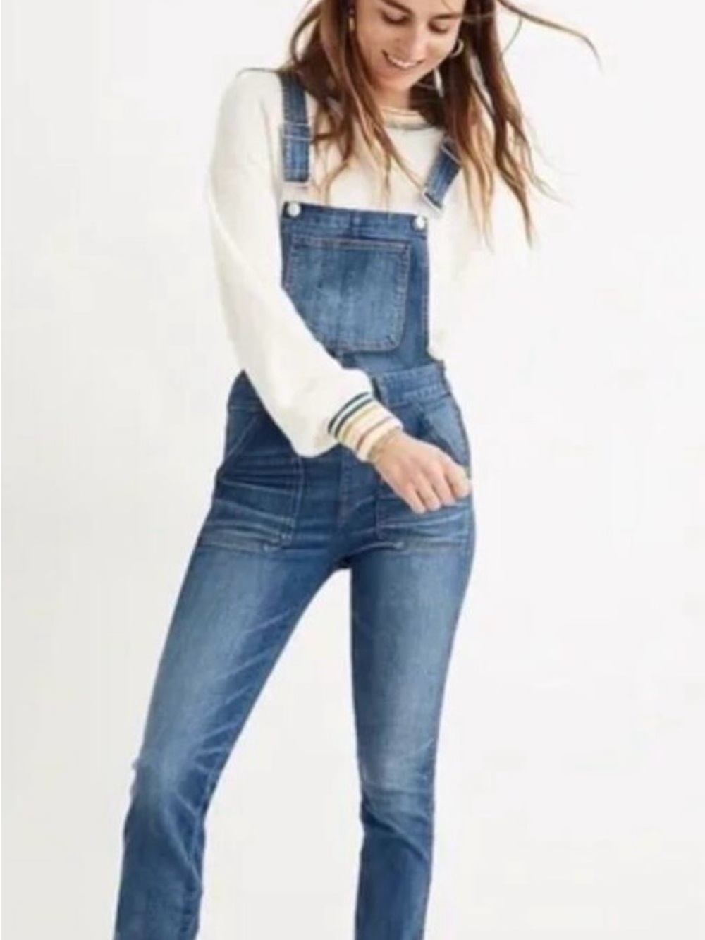 Madewell Skinny Overalls Medium, Side Zip Denim Overalls